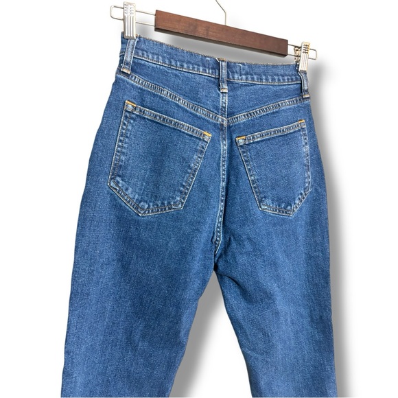 Abercrombie & Fitch Women's Straight Leg High Waist Jeans - Dark Indigo Blue - Picture 16 of 16